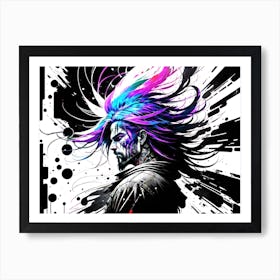 Man With Colorful Hair 1 Art Print