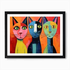 The Cats Acrylic Painting In The Style Of Chromat 2 Affiche