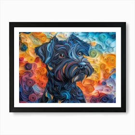 Black Russian Terrier Paper Quilling Dog Portrait Art Print