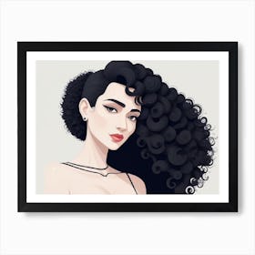 Curly Haired Girl Art Print