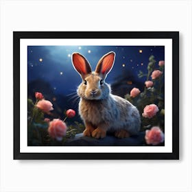 Rabbit In The Moonlight 1 Art Print