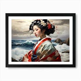 Geisha By The Sea 1 Art Print