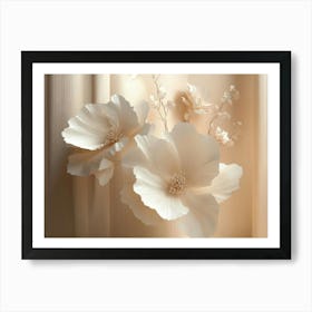 3d Simple Floral Painting Light Beige Landscape Art Print