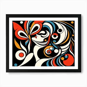 Vibrant & Dynamic Abstract Female Portrait with Butterfly Art Print