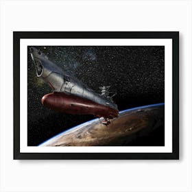 Spaceship in space in a scenic view Art Print