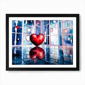 Valentine heart in a room with mirrors Art Print