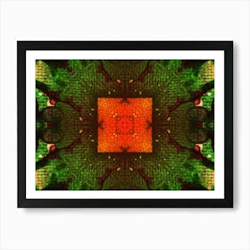 Orange Square On Green Canvas Art Print