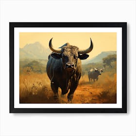 African Buffalo Herd Realism 1 Art Print