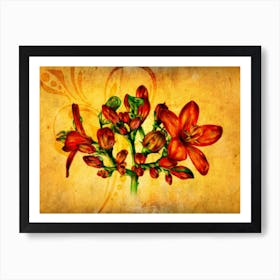 A Flower Nature Art Illustration In A Painting Style 10 Art Print