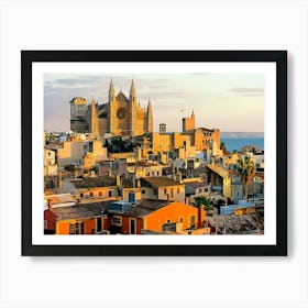 Cityscape With La Seu Cathedral And Rooftops, Palma De Mallorca , Majorca, Spain Art Print