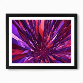 Abstract Geometric Pattern Of Red And Purple Shapes, Creating A Sense Of Depth And Perspective, Resembling A Futuristic Cityscape Or Digital Space 1 Art Print