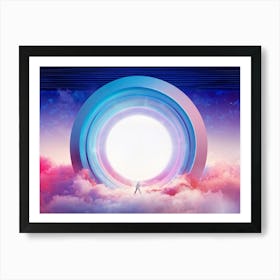 Geometric Portal Opening Into A Swirl Of Abstract Dreamy Sky Portal Edges Sharp And Defined Against (1) Art Print