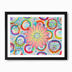 Colorful Flower And Orbs High on Life Art Print