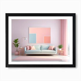 Pastel Pink aesthetic Living Room Art Print