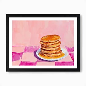 Pancake Stack Pink Checkerboard 4 Art Print