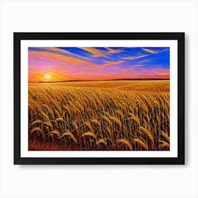 Sunset Over A Wheat Field 3 Art Print