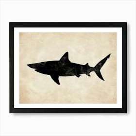 Bull Shark Grey Silhouette 5 Art Print