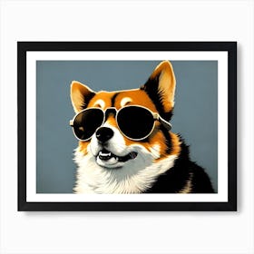 Corgi In Sunglasses 22 Art Print