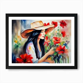 Girl Among Flowers 17 Art Print