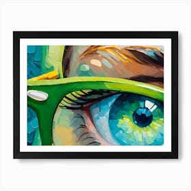 Blue Eye With Green Rimmed Glasses 2 Art Print