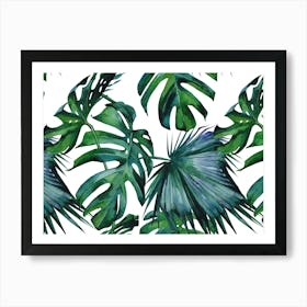 Tropical Leaves - Monstera Palm Trees Art Print