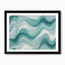 Abstract Background Of Flowing, Wavy Lines In Shades Of Teal And White, Creating A Calming And Serene Effect Art Print