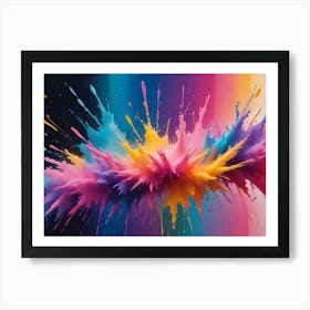 Abstract Image Of A Colorful Explosion Of Powder In Shades Of Pink, Yellow, Blue, And Purple Art Print