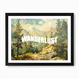 White Wanderlust Poster Vintage Wooded Pines 8 Art Print