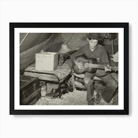 White Migrant Strawberry Picker On Bed In Tent Near Hammond, Louisiana By Russell Lee Art Print