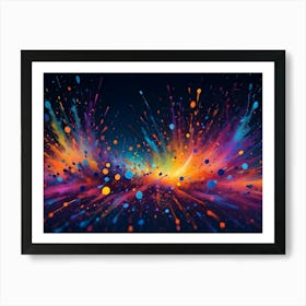 An Explosion Of Colorful Paint Splatters Against A Dark Background, Creating A Dynamic And Vibrant Abstract Art Piece Art Print