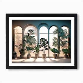 Arched windows with Plants Art Print