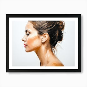 Side Profile Of Beautiful Woman Oil Painting 93 Art Print