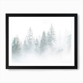 Thick Fog In Forest Art Print