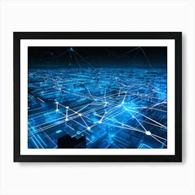 Abstract Digital Painting Showcasing A Vast Network Of Geometric Connections Central Nodes Pulsatin (6) Art Print