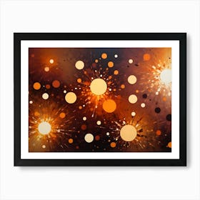 Abstract Digital Painting With Radiating Bursts Of Light And Circles, Creating A Festive And Energetic Atmosphere Art Print