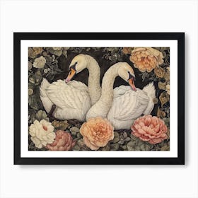 Floral Animal Illustration Swan 3 Art Print