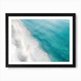 Calm Blue Ocean White Sand Footprints Art Print