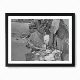 Boy Living In Camp Near Mays Avenue Making Sandwich, This Food Is Distributed By Saint Anthony S Hospital Art Print