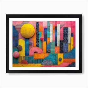 RetroRiso Revival: Embracing Analog Charm in Modern Design:Abstract Cityscape Art Print