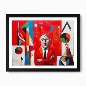 Abstract Painting Capturing The Essence Of Confusion And Joy Where A Human Figure Colored Vibrant (3) Art Print