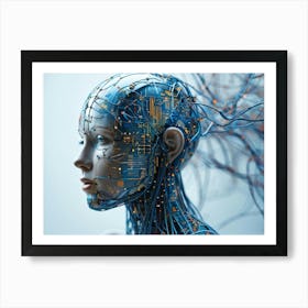 An Abstract Digital Rendering Of A Human Head Housed Within Its Embrace The Intricate Circuitry Of (5) Art Print