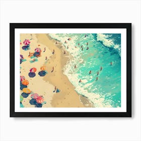 Colorful Umbrellas On The Beach Art Print