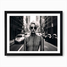 Black And White Street Portrait of Woman Art Print