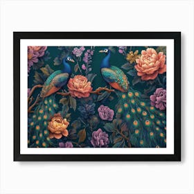 Exotic Oriental Pattern With Peacocks And Flowers 3 Art Print