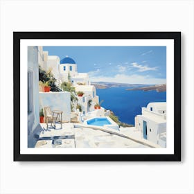 Oia Santorini - expressionism 1 Art Print