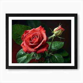 Red Roses Wallpaper Art Print