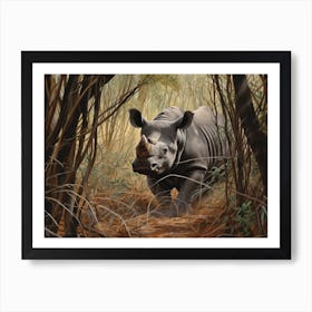 Black Rhinoceros Dense Vegetation Realism 2 Art Print