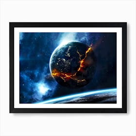 Planet explosion. Apocalypse in space #2 — space poster, space photo art, collage Art Print