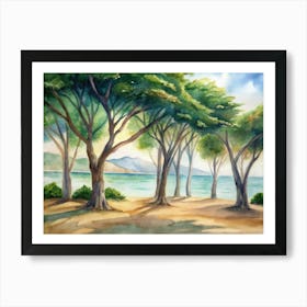 Trees By The Beach Art Print