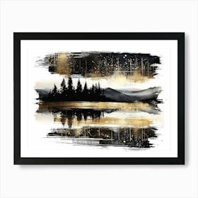 Gold And Black Painting 6 Art Print